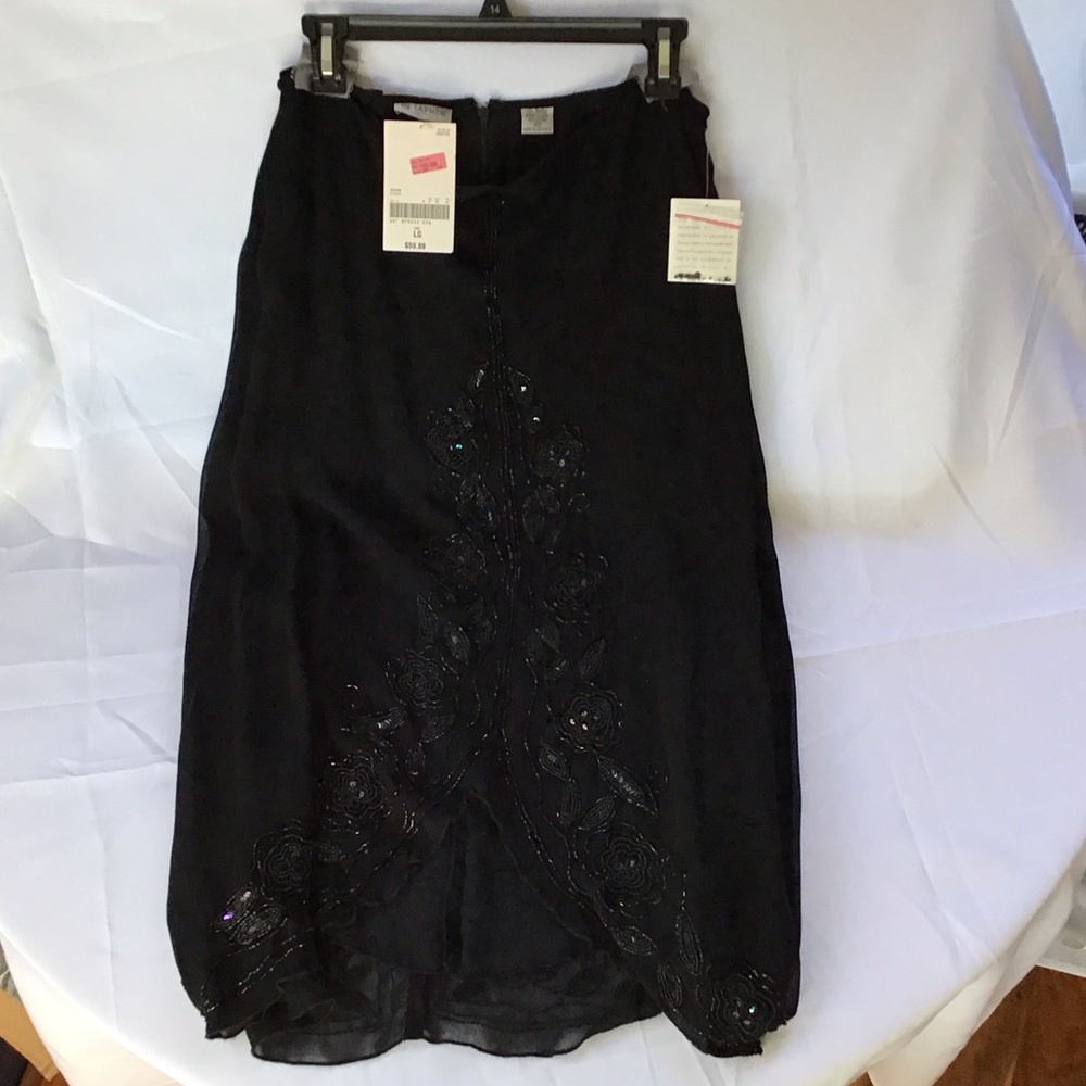 Metaphor Black Embellished Midi Skirt